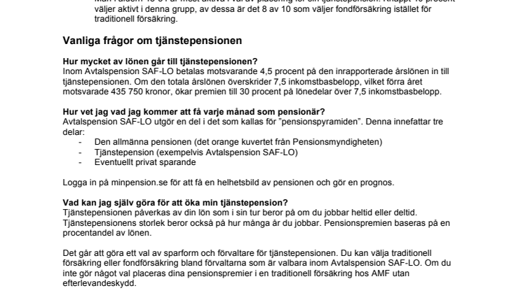 Faktablad Fora Pensionsbesked 2016