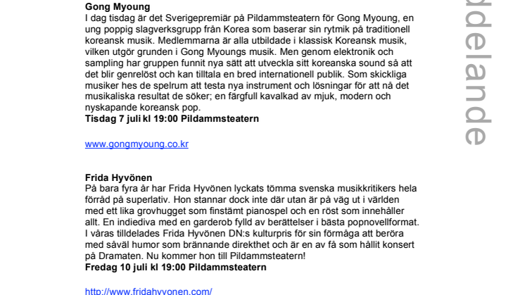 Popnoveller, körsång och slagverk på Pildammsteatern   