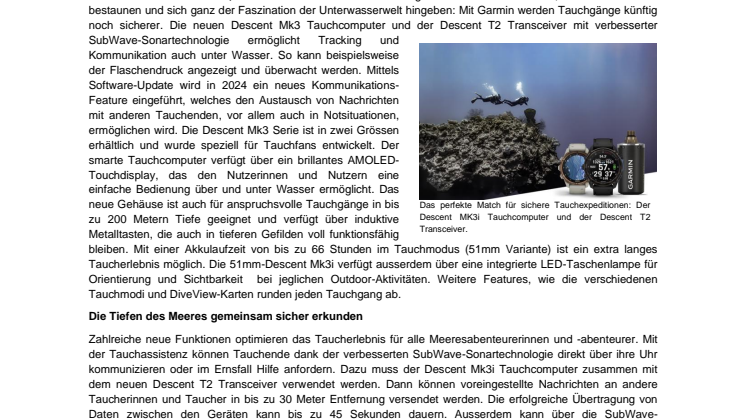 PM_Garmin_CH_Descent Mk3 Serie_Descent T2 Transceiver