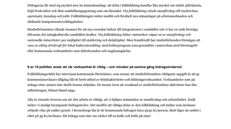 Vilken roll ska folkbildningen ha i det moderna samhället? (Kronoberg)