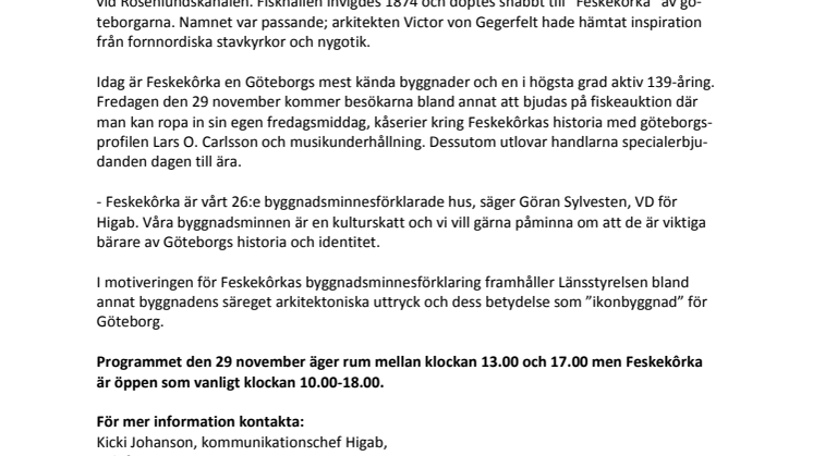 Feskekôrka firar byggnadsminnesförklaring