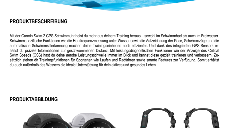 Datenblatt Garmin Swim 2