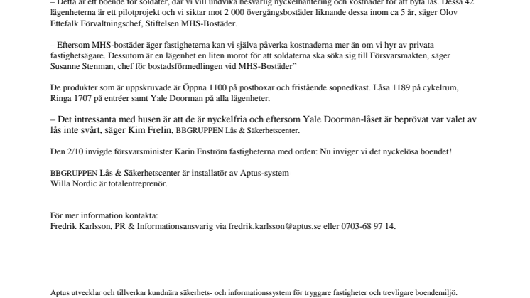 Nyckelfritt boende för Sveriges soldater