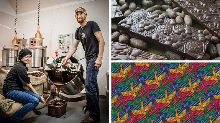 Friedrike och Alistair Gowler i deras lilla chokladstudio i Skottland