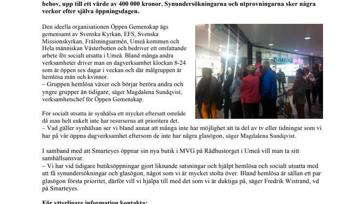 Ny butik: Smarteyes skänker glasögon till socialt utsatta i Umeå