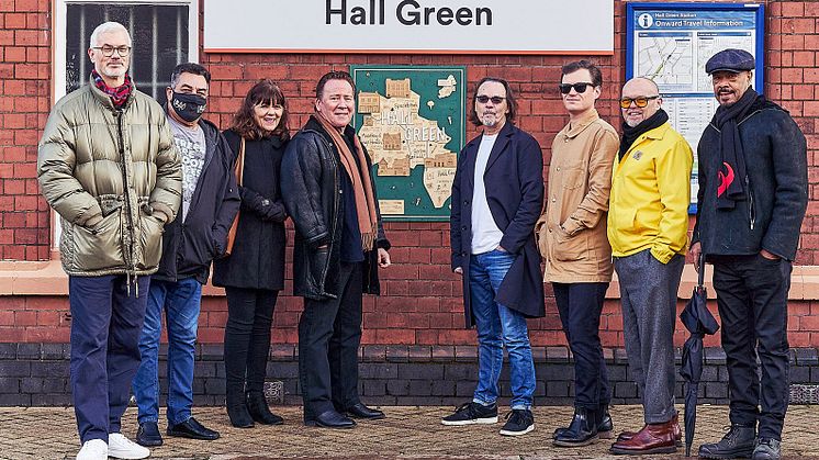 Members of UB40 with invited guests at Hall Green station in Birmingham