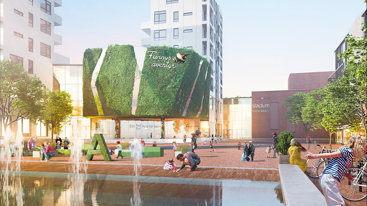 Våren 2020 ska sagoland, bostäder, fler affärer och biograf stå klart på Mobilia. Foto: Atrium Ljungberg AB