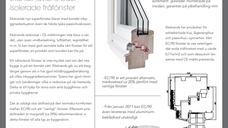 Nyhetsbrev om Ekstrands fönster EC/90 för passivhus