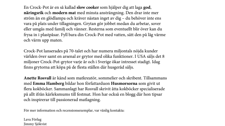 Underbart gott i en Crock-Pot – Låt grytan göra jobbet!