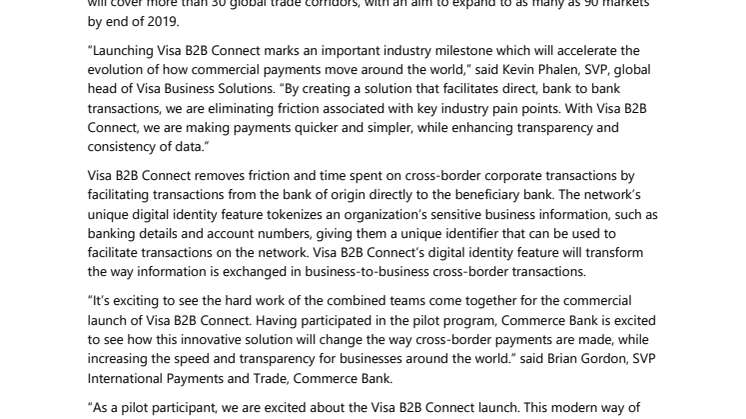 Visa B2B Connect hyödyntää Hyperledger-lohkoketjua yritysten välisten maksujen nopeuttamiseksi