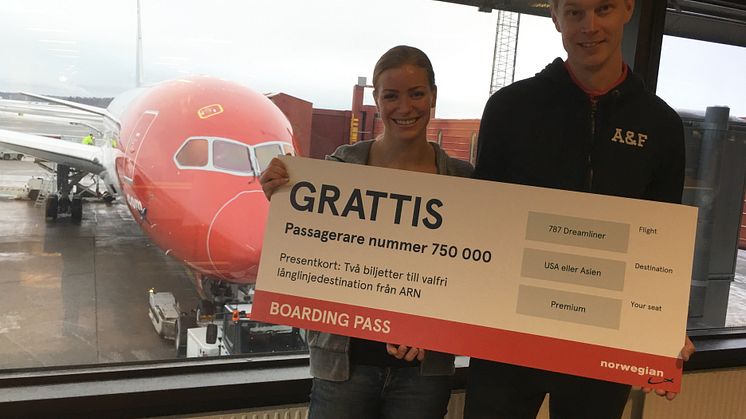 750 000 passagerare har flugit med Norwegians långlinjer på Stockholm Arlanda