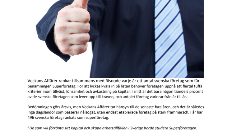 Veckans affärer rankar Retain24 som Superföretag 2015