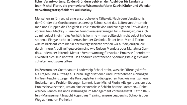 Keine Führung ohne Selbstführung. ​Start der Goetheanum Leadership School