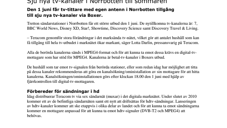 Sju nya tv-kanaler i Norrbotten till sommaren