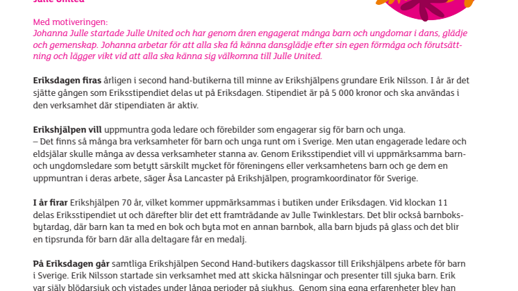 Johanna Julle får Eriksstipendiet i Hudiksvall