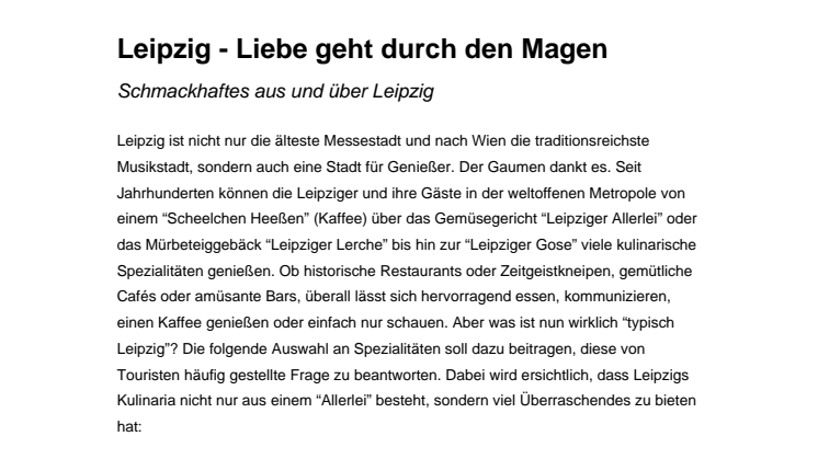 Leipzig - Liebe geht durch den Magen 