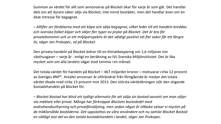 Prylar för 467 miljarder på Blocket under 2014 – Svenska folket köper och säljer för nära en halv biljon