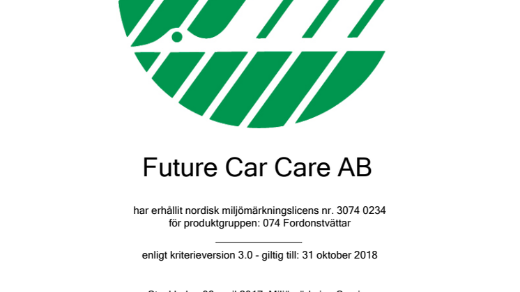  Världens första Svanencertifierade fordonshandtvätt