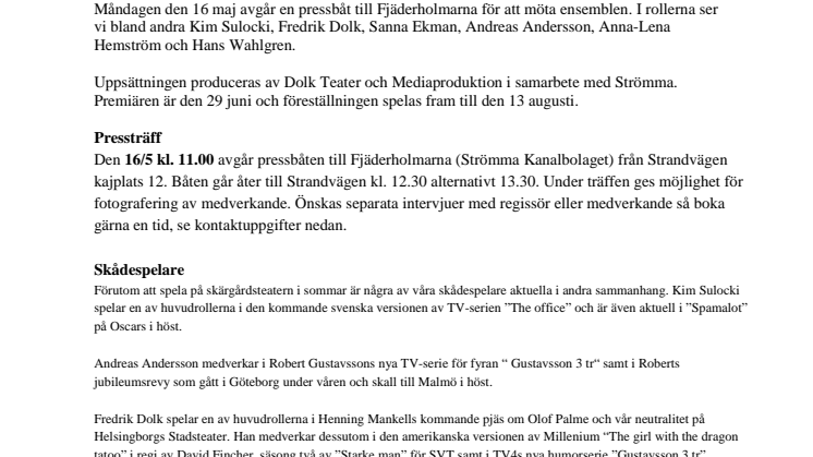 Inbjudan Pressträff: Hotelliggaren – Skärgårdsteatern Fjäderholmarna