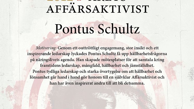 Pontus Schultz är Årets Affärsaktivist