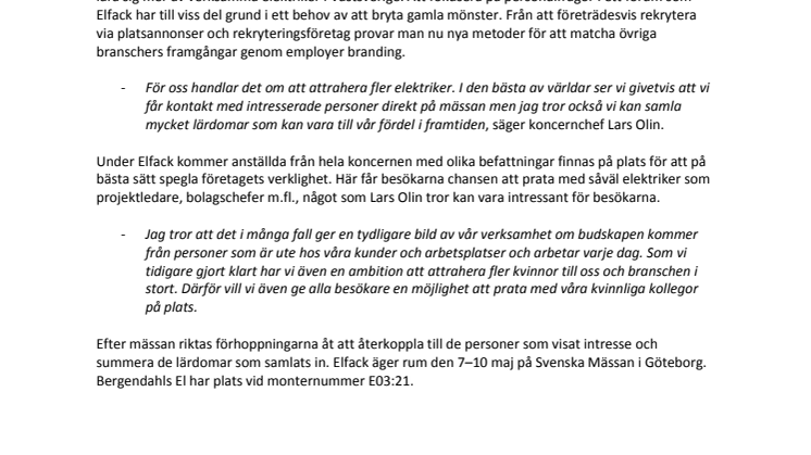 Bergendahls El bryter mönster på Elfack-mässan