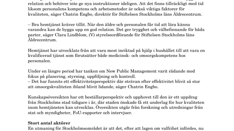 Tillit och relationer nyckeln till kvalitet i hemtjänsten