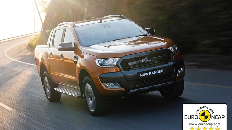 Ford Ranger er Europas mest solgte pickup. Ny  Ranger pickup eneste med 5-stjerner i Euro NCAP