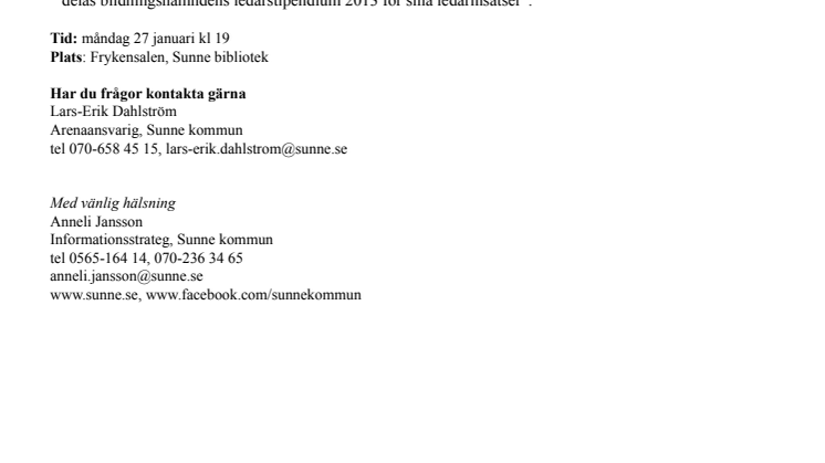 Mats Nilsson får Sunne kommuns ledarstipendium