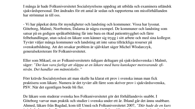 Folkuniversitetet utbildar din läkare i svenska
