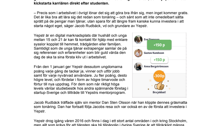 Från småjobb hos grannen till egen mentor med Yepstr