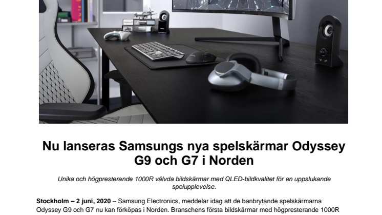 Nu lanseras Samsungs nya spelskärmar Odyssey G9 och G7 i Norden