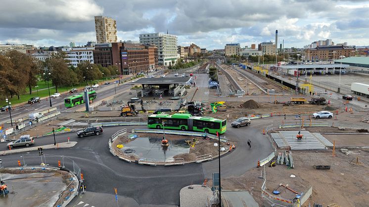 Arbetsområdet vid vårt nya stationstorg.