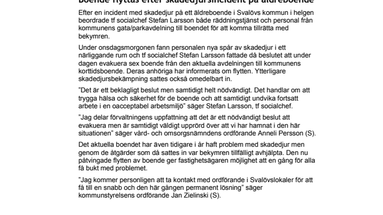 Boende flyttas efter skadedjursincident på äldreboende