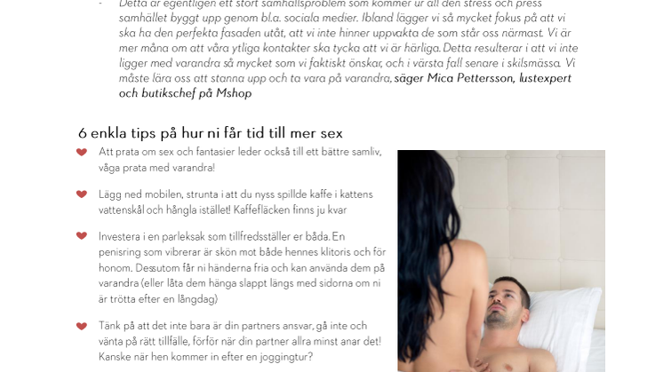 Bara 15 % tycker att de har sex tillräckligt ofta
