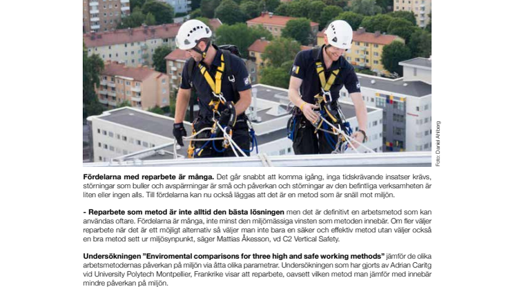 Reparbete – bra miljöval för arbete på höjd