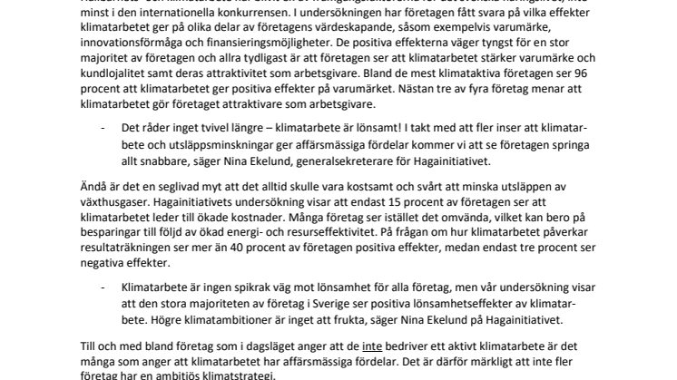 Svenska företag tvivlar inte längre - klimatarbete är lönsamt 