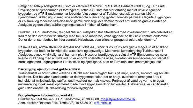ATP Ejendomme køber kontorejendommen ’Turbinehuset’ i det centrale København