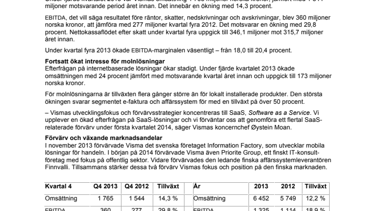 Stark tillväxt och ökade intäkter från molntjänster