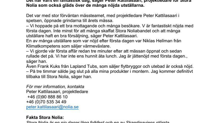 Stora Nolia i Piteå: Storpublik första dagen och många nöjda utställare