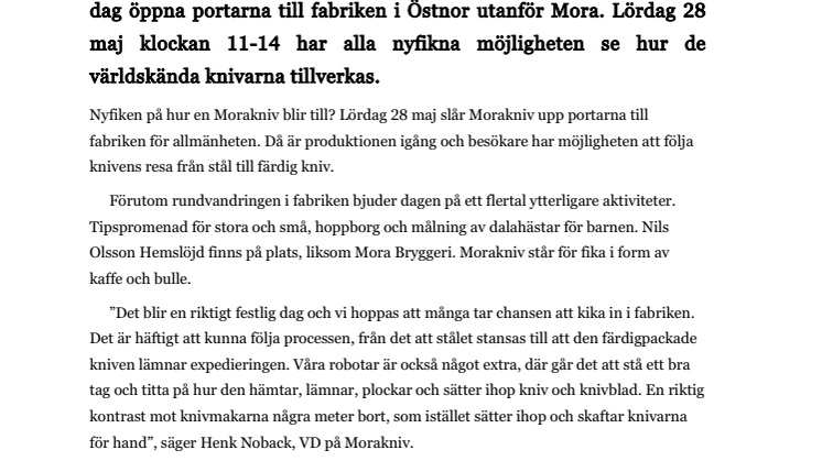 Öppet hus i Morakniv fabrik
