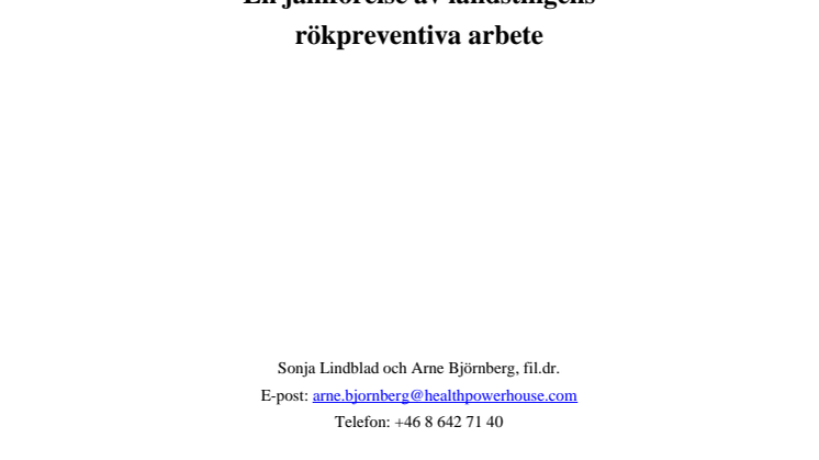 Rökavväningsindex 2008 - En jämförelse av landstingens rökpreventiva arbete