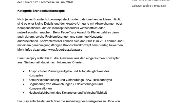 FeuerTrutz Award 2020 ausgelobt