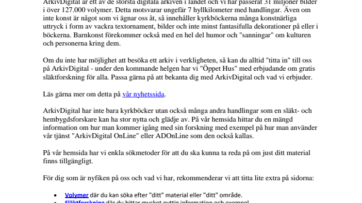 Arkivens Dag - ArkivDigital gratis