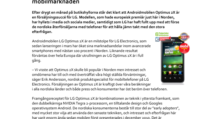 LG Optimus 2X en ny favorit på den nordiska mobilmarknaden