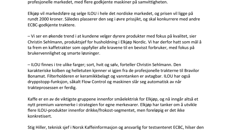 Ny godkjent kaffetrakter for hjemmemarkedet
