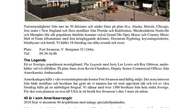 Amerikadag på Fort Swanson i Osby 3 mars