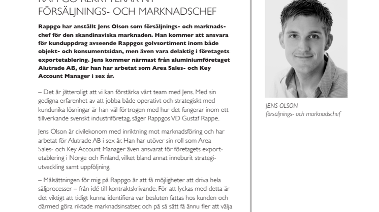 Rappgo rekryterar ny försäljnings- och marknadschef