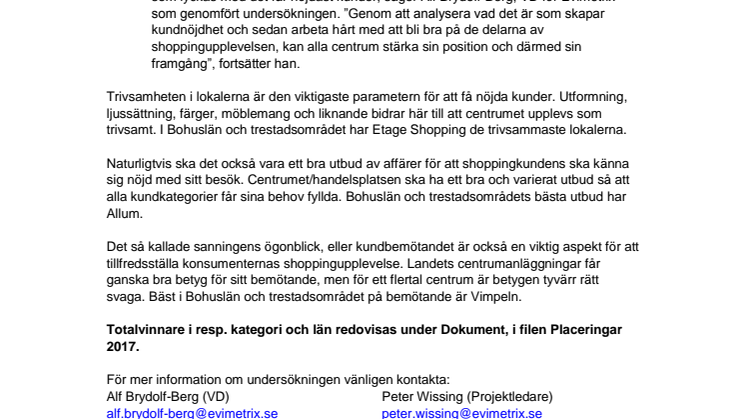 Allum har Bohusläns och trestadsområdet nöjdaste shoppingkunder