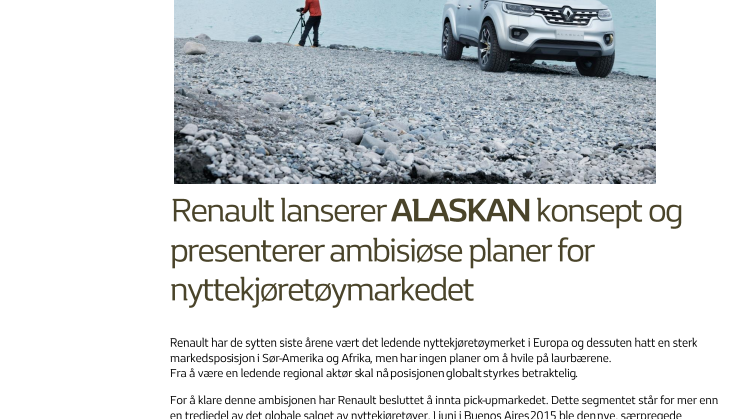 RENAULT VISER FREM NY PICK-UP. RENAULT ALASKAN