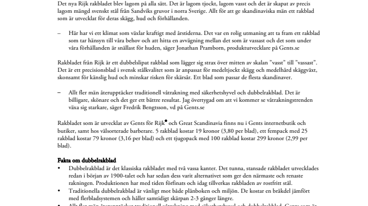 Gents utvecklar världens mest lagom rakblad